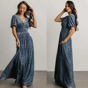 NWT Baltic Born Leslie Velvet Maxi Dress in Blue 1X